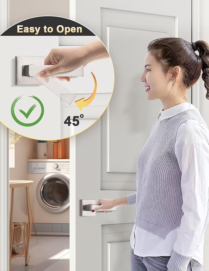 4 Pack Brushed Nickel Passage Door Levers Interior Door Handles, Heavy Duty Closet Hallway Door Handle Sets