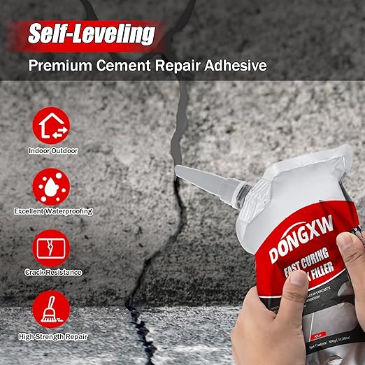 Concrete Crack Filler and Sealant 2Pcs, Quick Drying Cement Crack Filler Waterproof Repair Sealant, Weather Resistant Concrete Sealer Outdoor Caulking Glue for Cement-Based Materials, Gray