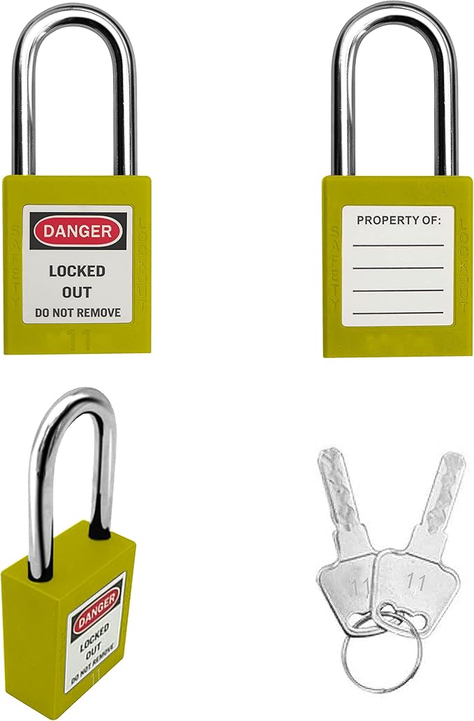 Lockout Tagout Locks, Safety Padlock, Keyed Differently Loto Safety Padlocks for Lock Out Tag Out Kits Station (Yellow 11-20)