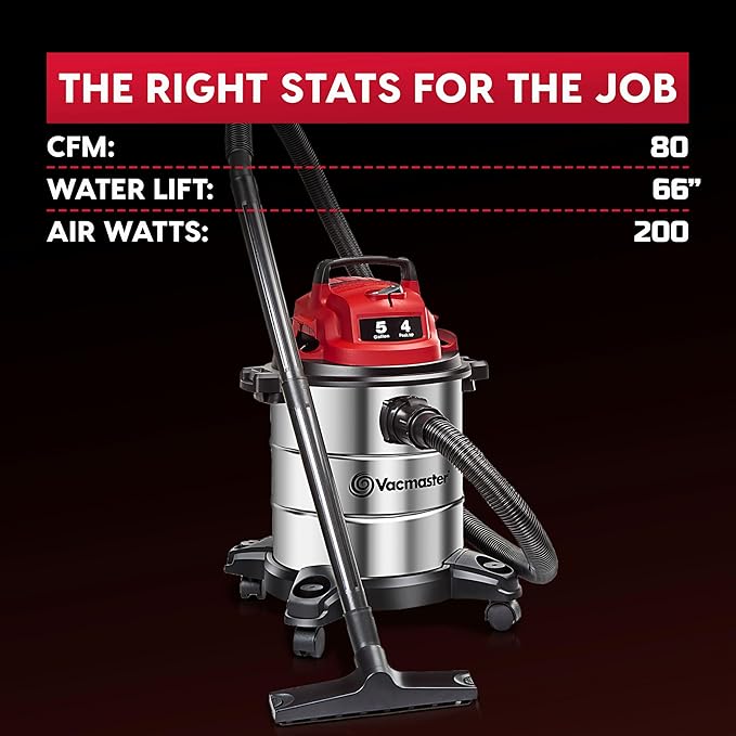 Vacmaster 5-Gallon* 4 Peak HP Stainless Steel Wet/Dry Vacuum – VOC508S 1101