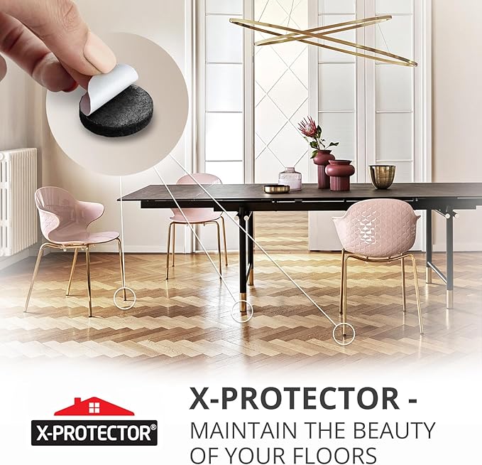 Felt Furniture Pads 235 PCS X-Protector! Huge Quantity of Black Furniture Pads for Hardwood Floors with Many Big Sizes – Your Ideal Wood Floor Protectors for Furniture.