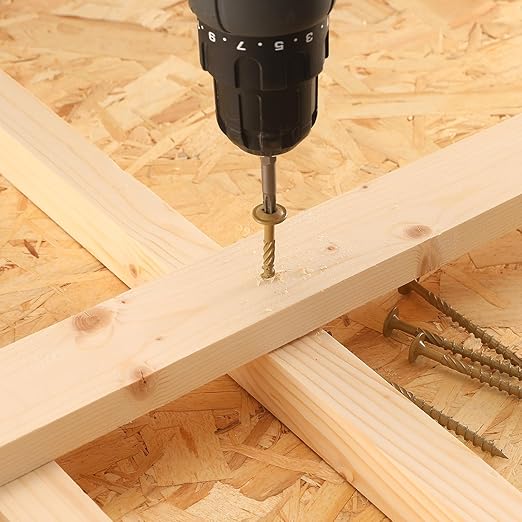 #14 x 5 Inch Lag Screws (25Pcs) 1lb. Structural Wood Screw, Bronze, Carbon Steel, Washer Head, Rust Resistant epoxy Coated, T30 Star Bit