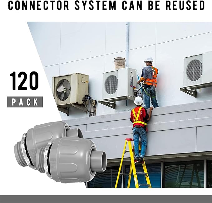 1/2 Inch Liquid Tight Connector PVC Electrical Conduit Fittings Straight 180 Degree Flexible Conduit Connector for Home Kitchen Bathroom Tube Tool Supplies (30 Pcs)