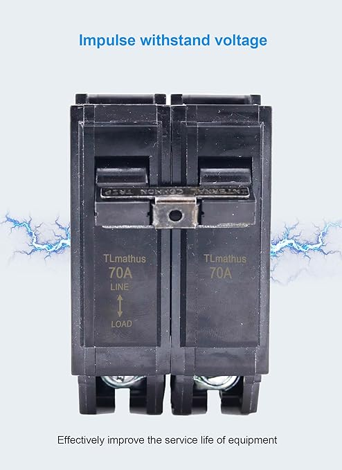 70 amp 2 Pole Breaker Plug-in Mount Type THQL Feeder Molded Case Circuit Breaker 120/240V AC, Compatible with GE Thick Series and Q-Line Series Load Centers