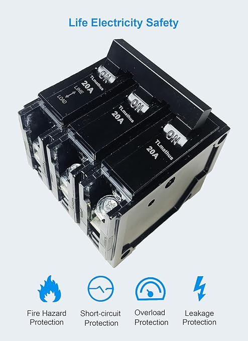 Q320 3 Pole, 20A, 240V Circuit Breaker Plug-in Mount Standard Miniature Circuit Breaker Thermal Magnetic Protection, Fit for Siemens Type EQ, EQL, SEQ, EQG, PL and ES Series Load Centers(3P 20A)