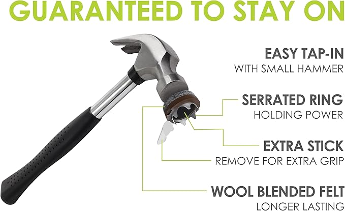 GorillaFelt Chair Leg Floor Protectors/Felt Chair Glides (Set of 16) Tap-On Felt Furniture Pads Guaranteed to Stay On, 1 Inch Round Chair Sliders