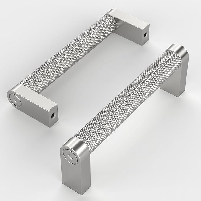 Amerdeco 10 Pack Brushed Satin Nickel Cabinet Pulls 3-3/4 Inch Hole Centers Kitchen Cabinet Handles Hardware Kitchen Handles for Cabinets Handles ZH0064