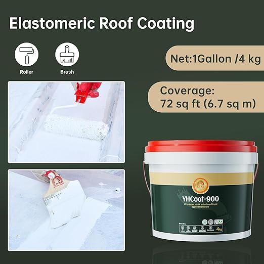 1 Gallon White Waterproof Elastomeric Roof Coating Sealant, Flexible Solar Reflective Liquid Waterproofing Adhesive for Flat, Metal, Slope Roofs Repair 4KG