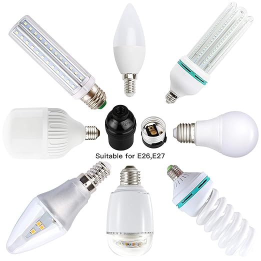 E26 E27 Light Sockets, 8 Packs Edison Period Retro Style Pendant Lamp Holder, Replacement DIY Pendant E26 Medium Base Screw Light Holder, Maximum Wattage 100W, Vintage Black Light Bulb Socket