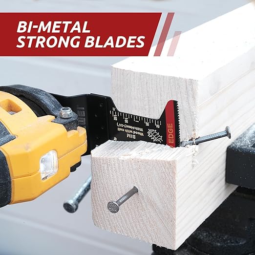 10 Pcs Bi-Metal Oscillating Tool Blades Metal Cutting, 1-3/4" Curved Edge Multitool Blades for Soft Metal, Hard Wood, Plastic, Oscillating Saw Blades Fit Dewalt Milwaukee Bosch Ryobi
