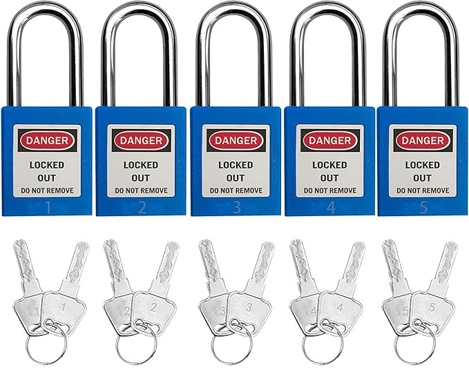 SAFBY Lockout Tagout Locks, Safety Padlock, Keyed Differently Loto Safety Padlocks for Lock Out Tag Out Kits Station (Blue NO.1-10)