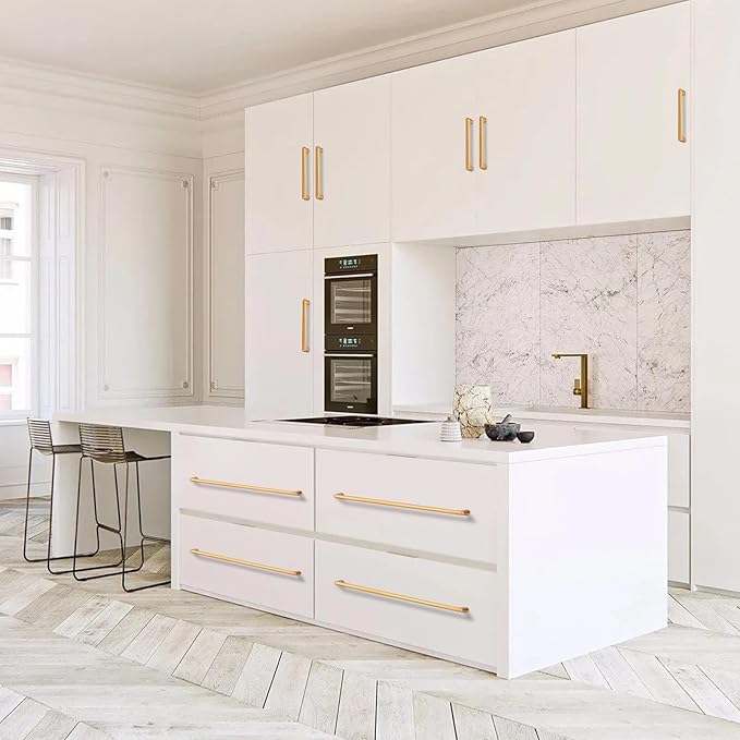 10 Pack 12.6 Inch(320mm) Hole Center Modern Brushed Champagne Bronze Cabinet Pull Handle Timeless Vanity Drawer Pull Handle Classic Cabinet Hardware for Kitchen Bathroom, Champagne(12.6x10)