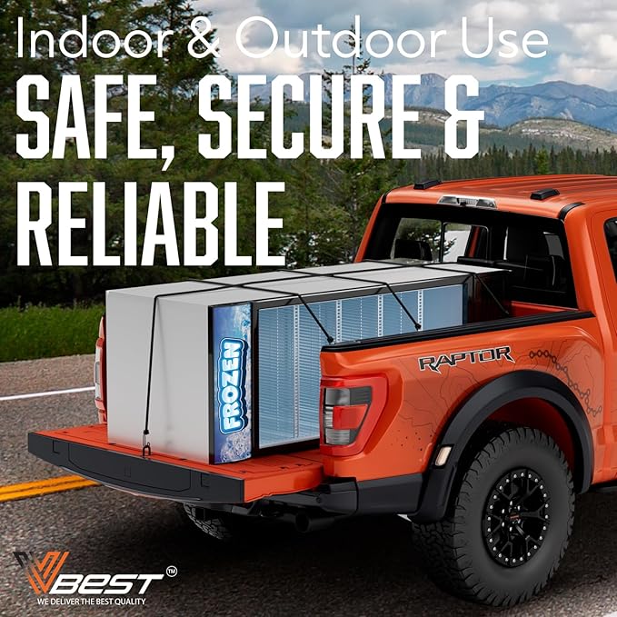 Heavy Duty Bungee Cords with Hooks, Black, 6-Piece Set, UV and Weather Resistant, Assorted Sizes 12", 24", 36", for Cargo, Camping, Moving, Truck Bungies Outdoor