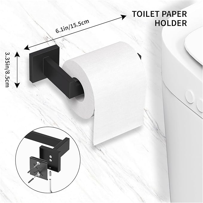 Bathroom Hardware Set Matte Black 10-Pieces Bathroom Towel Rack SUS304 Stainless Steel Bath Towel Bar Set, Towel Racks Wall Mounted.