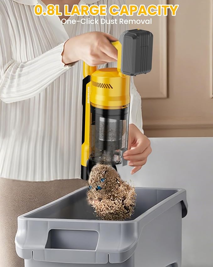 Cordless Vacuum Cleaner for DeWalt 20V Battery, 7-in-1 Lightweight Stick Vacuum with HEPA Filter, 35KPA Suction, 350W Brushless Motor, 3 Modes for Carpet, Floor, Car (Battery Not Included)