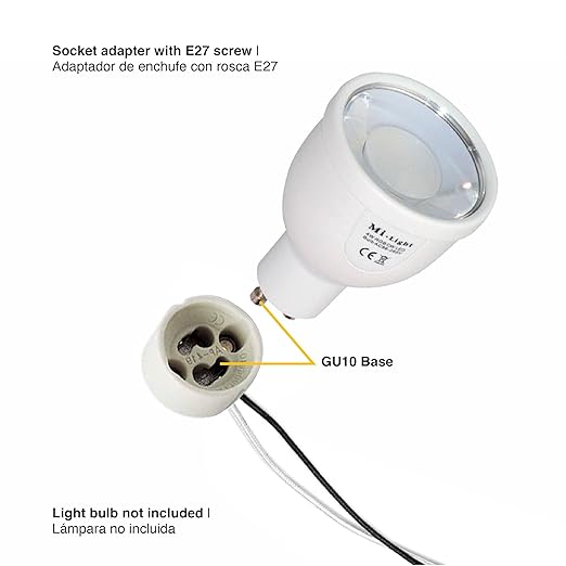 Light Socket Converter E26 E27 to GU10 Adapter with 10.2 Inch Extension Cable, Ceramic Lamp Holder with Heat Resistant Silicone Wire for LED or Halogen Bulbs