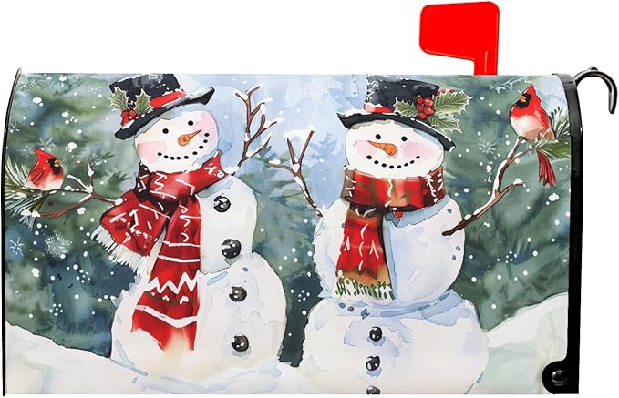 Kawani Winter Magnetic Snowman Trees Snow Mailbox Covers - Standard Size 21x18 Inch - Xmas Holiday Post Letter Box Cover for Garden Yard Decor