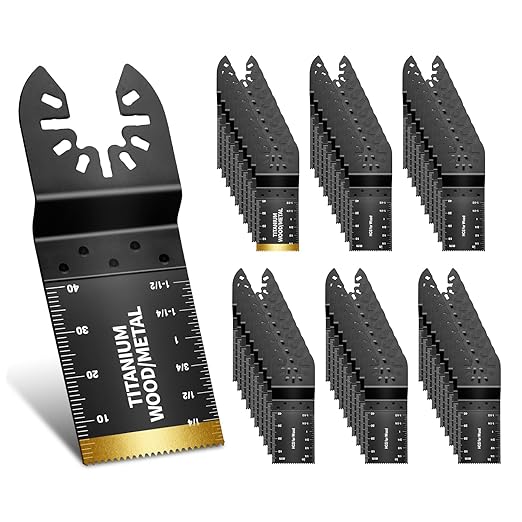 60PCS Oscillating Tool Blades, Professional Universal Titanium Oscillating Saw Blades Multitool Blades Kits for Wood Plastics Metal, Dewalt Ryobi Fein Milwaukee(2 titanium blade 58 wood blades)