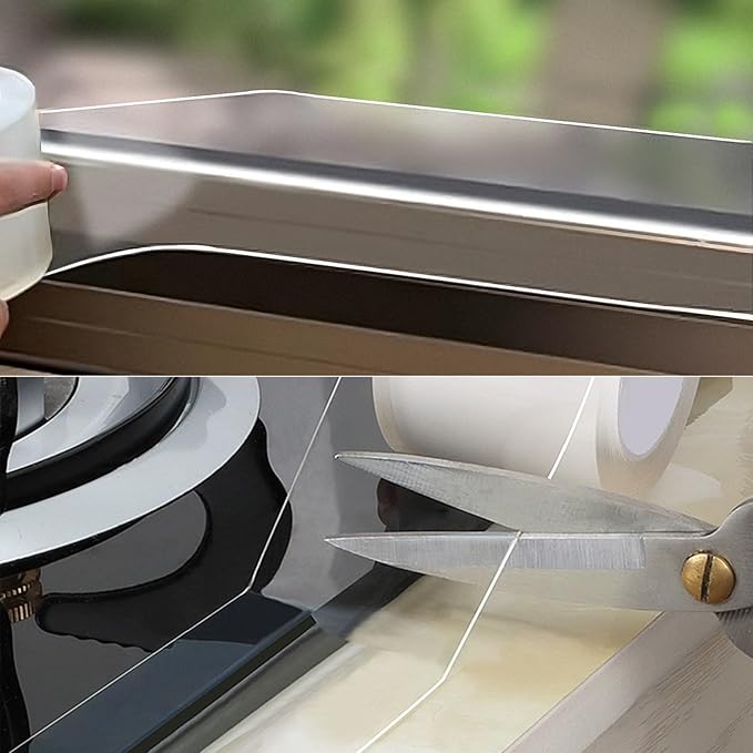 Transparent Window Weather Sealing Tape, 1.2IN x 16FT, Clear Window Draft Isolation Sealing Film Tape for Door Draft Stopper Adhesive Tape, Doors Windows and Shower Glass Gaps