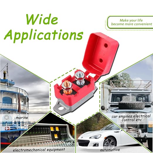 50A 12V-24V Automatic Reset Circuit Breaker with Cover Stud Bolt for Battery Chargers Trucks Car Engines and More(2pcs)