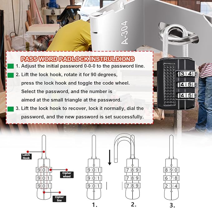 4 Inch Door Locks Hasp Latch 90 Degree 2 Pack,304 Stainless Steel Safety Padlock Clasp Hasp Lock Latch with Combo Lock & Padlock,Heavy Duty Gate Latch Lock with Screws