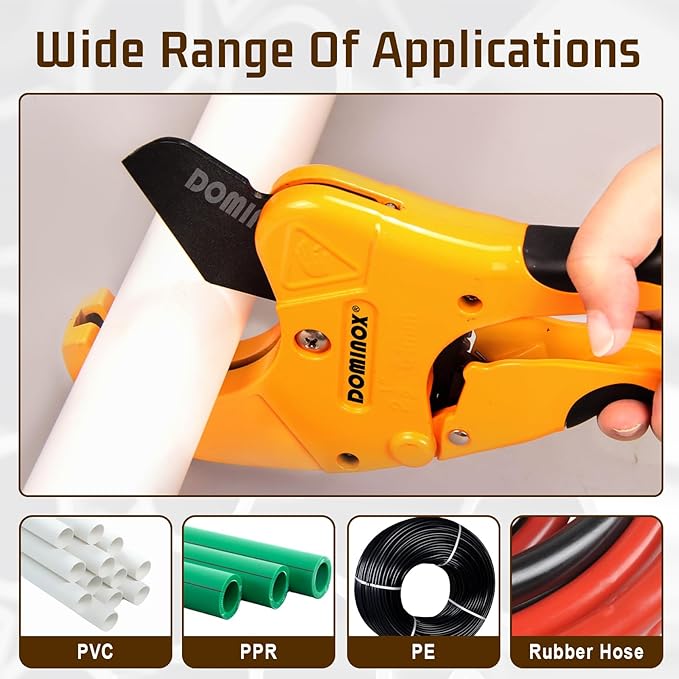 DOMINOX 2PCS PVC Pipe Cutter, Cuts up to 2-1/2" PEX, PVC, PPR, Plastic Hoses& Plumbing Pipes,Ratchet PVC Cutter Tool with SK5 Blade and Aluminum Alloy Body, 2PCS