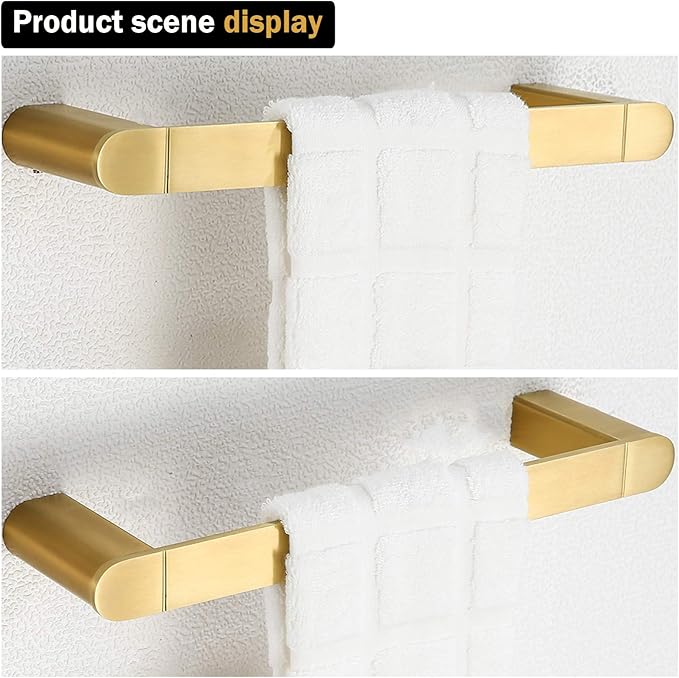 RANDOM 12 inch Brushed Gold Towel Bar,Bathroom Hardware Accessories Towel Rack,for Bathroom Kitchen SUS 304 Stainless Steel,Contemporary Style Wall-Mounted Hand Towel Holder 96026-2-12BG.