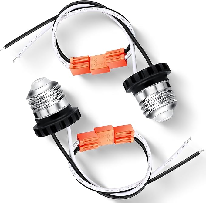 Zhengmy 6 Pcs E26 Socket Adapter, Medium Base Male Screw in Light Socket Pigtail for LED Recessed Lights