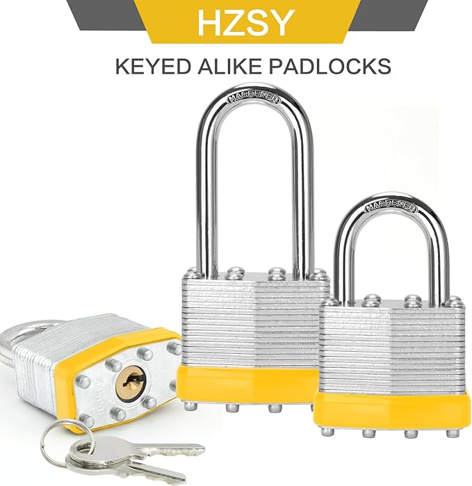 Padlocks Keyed Alike, Pack of 48, Laminated Steel Keyed Lock (1-9/16", 40mm), Padlocks with Same Key, Long Shackle, for Toolbox, Locker & StorageUnit or More