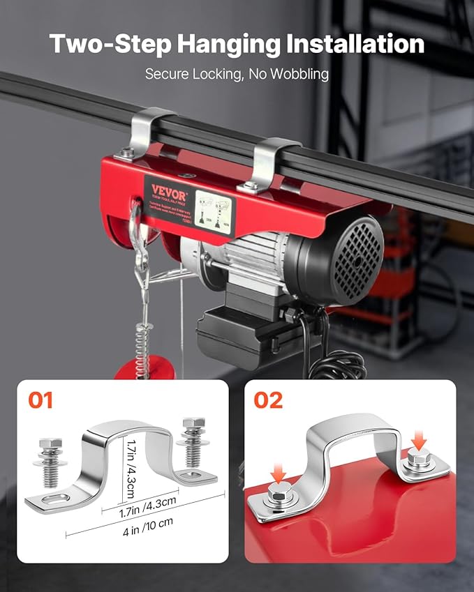 VEVOR Electric Hoist with Remote Control, 440 lbs Material Handling Tool, 110V Electric Hoist with 14ft Remote Control for Factories, Warehouses, Construction Site, Attic