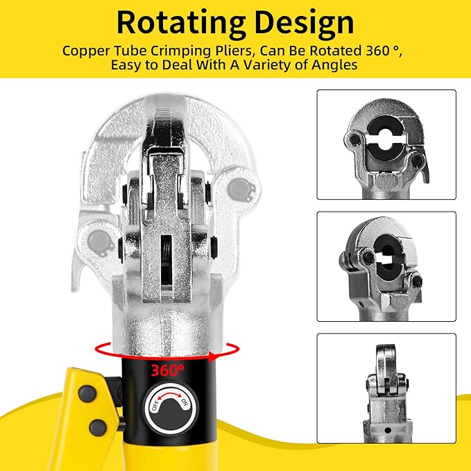 Hydraulic Copper Tube Crimping Tool with 3/5“ 3/4” 1“ 5/4” Inch Jaws, Copper Tube Fittings Hydraulic Pipe Crimping Tool for Pro Press, Copper Pipe Fittings.