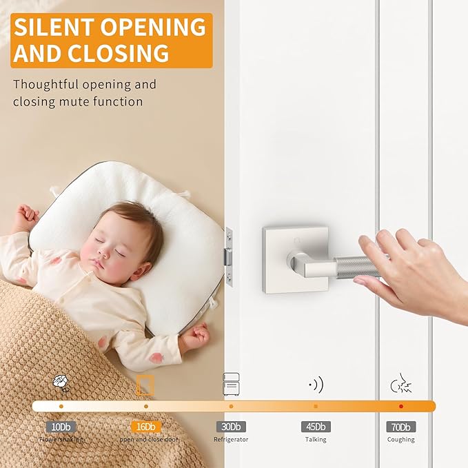 Amerdeco 3 Pack Privacy Door Handles, Brushed Satin Nickel Interior, Knurled Lever, Heavy Duty for Bedroom and Bathroom, Reversible Keyless for Right & Left Side AM0021