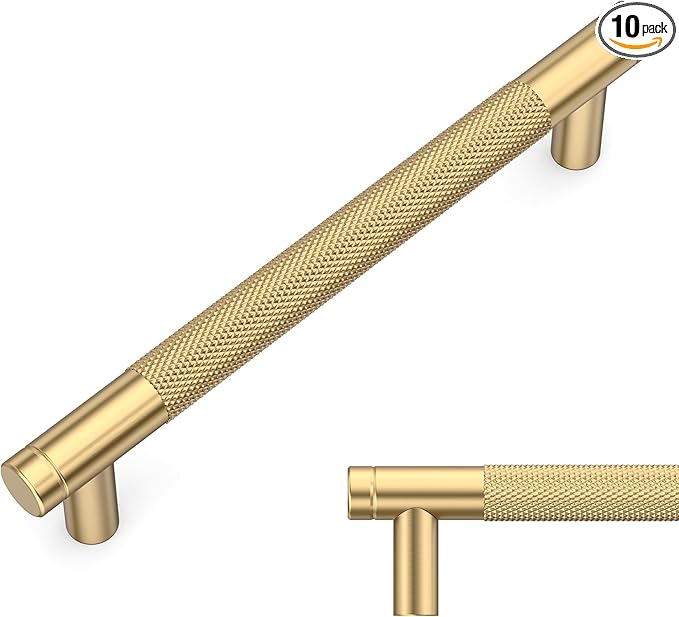 Amerdeco 10 Pack Champagne Bronze Cabinet Pulls 5 Inch(128mm) Hole Center Drawer Pulls Cabinet Hardware Kitchen Cabinet Handles for Bathroom ZH0031