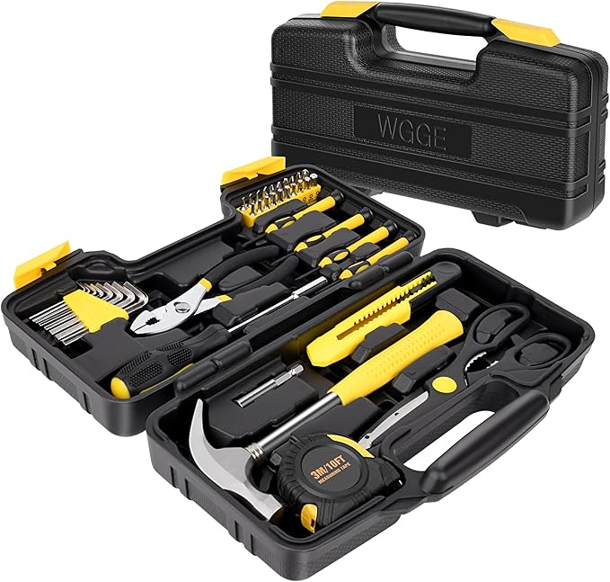 WGGE 39-Piece Home Tool Set/Hand Tool Set – Durable Household Hand Tool Kit with Hammer, Screwdrivers, Pliers, Wrench, Hex Keys & More – Compact Storage Case for Home Repairs, DIY & Maintenance