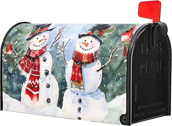 Kawani Winter Magnetic Snowman Trees Snow Mailbox Covers - Standard Size 21x18 Inch - Xmas Holiday Post Letter Box Cover for Garden Yard Decor