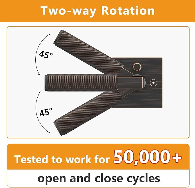 Amerdeco 1 Pack Privacy Door Handles, Oil Rubbed Bronze Interior, Knurled Lever, Heavy Duty for Bedroom and Bathroom, Reversible Keyless for Right & Left Side AM0021