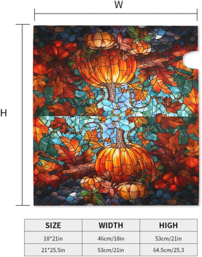 Stained Glass Pumpkin Mailbox Cover - Autumn Magnetic Standard Size 18 x 21 - Thanksgiving Decorations Outdoor Harvest Wrap