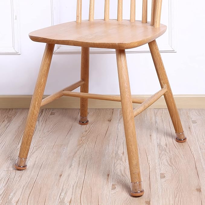 Ezprotekt 24 Pcs Clear Silicone Chair Leg Floor Protectors with Felt, Floor Protectors for Chairs, Chair Leg Caps Covers, Chair Leg Socks Bar Stool Leg Floor Protectors (L Fit: 1.1"-1.3", Round)