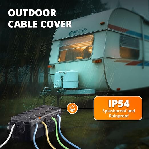 QUOBAS 2 Pack Outdoor Waterproof Electrical Box with 6 Cable Ports, IP54 Weatherproof Heavy-Duty Extension Cord Cover for Power Strips, Garden Power Tools, Holiday Lights, Gray