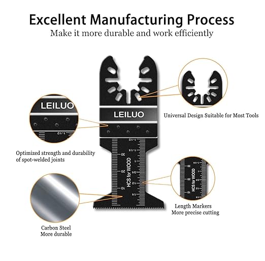 LEILUO 100 Pcs Multitool Blades Set for Wood Oscillating Saw Blades Universal Oscillating Tool Accessories with Storage Bag Compatible with DeWalt Makita Dremel and More