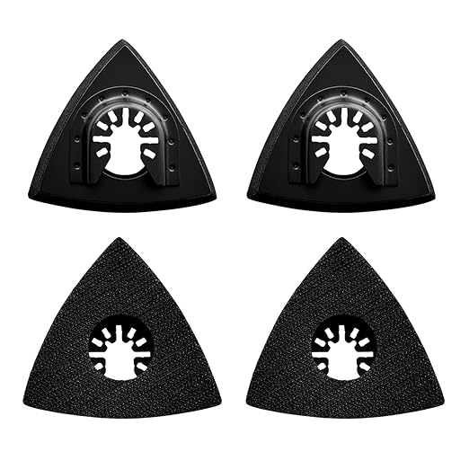 4-Pack Triangle Oscillating Sanding Pads – 3-1/8 Inch Hook & Loop Multi Tool Sanding Attachment for Woodworking, Paint Removal, and Finishing