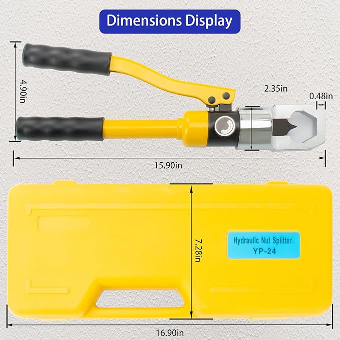 Hydraulic Nut Splitter Tool, Max 10t Force Suitable for Breaking & Removing Damaged Rusty Broken Heavy Duty Nut (Range: M8-M24) Independently in Hand-Power