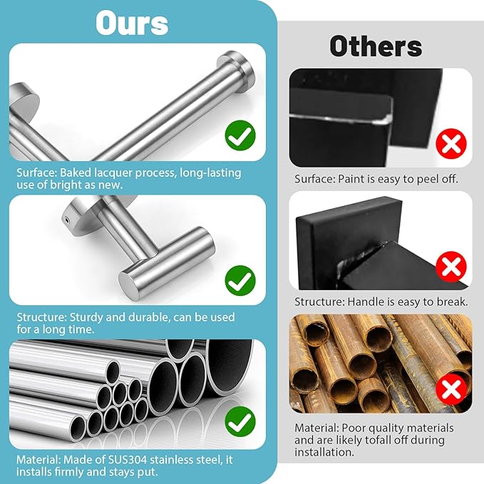 Bathroom Hardware Set, 4-Piece Towel Bar Set Brushed Nickel Towel Holder Set Includes 19.68 in Towel Bar,Toilet Paper Holder,Towel Ring and Towel Hook Wall Mount Bathroom Accessories Set