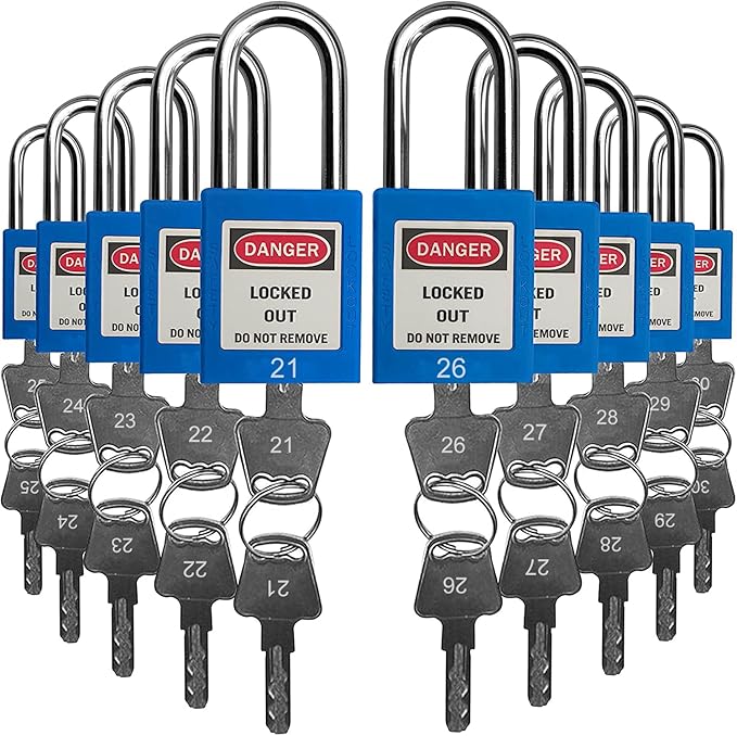 SAFBY Lockout Tagout Locks, Safety Padlock, Keyed Differently Loto Safety Padlocks for Lock Out Tag Out Kits Station (Blue 21-30)