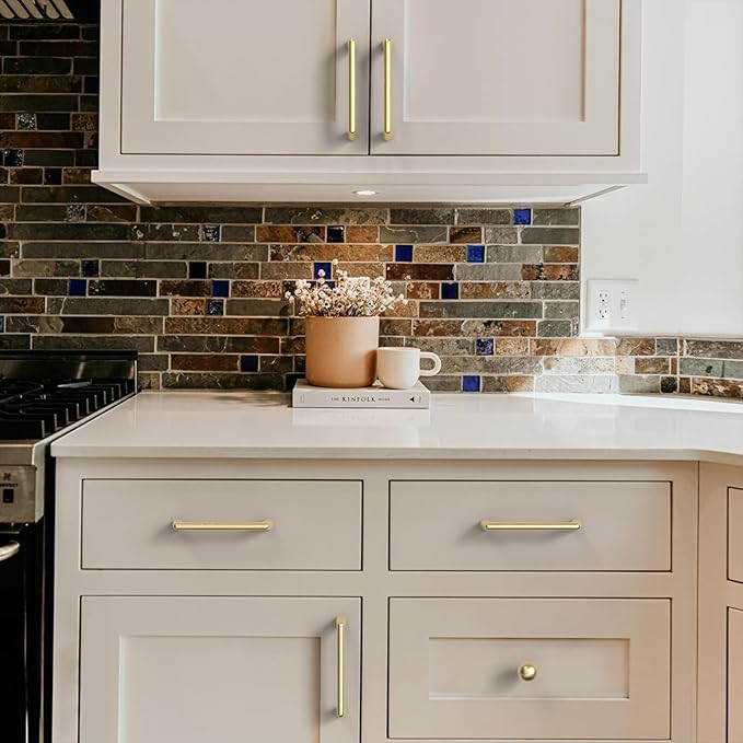 10 Pack Brushed Gold Cabinet Pulls 3.75 Inch Kitchen Cabinet Handles Cabinet Hardware Kitchen Handles for Cabinets Cupboard Handles Gold Dresser Pulls Drawer Handle