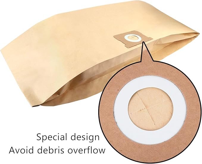 KEEPOW 5-8 Gallon Vacuum Bags, Compatible with Stanley SL18115, SL18116, SL18117, SL18158 and Porter-Cable PCX18406-5B, PCX18404P-6A– Durable, Easy Disposal for Wet/Dry Vacuums 8 Pack