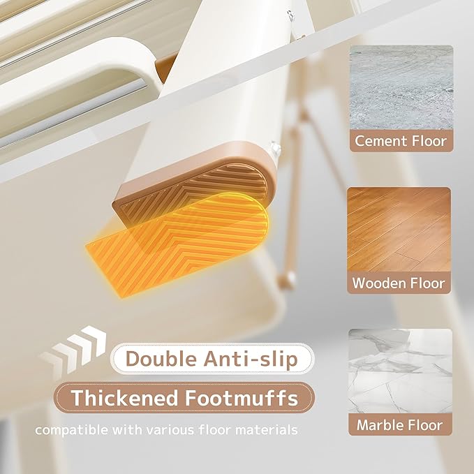 GameGem 2 Step Ladder Folding Step Stool with Wide Anti-Slip Pedal, 330LBS Capacity, Lightweight Portable Stepladder for Home and Kitchen Use, Cream Chocolate