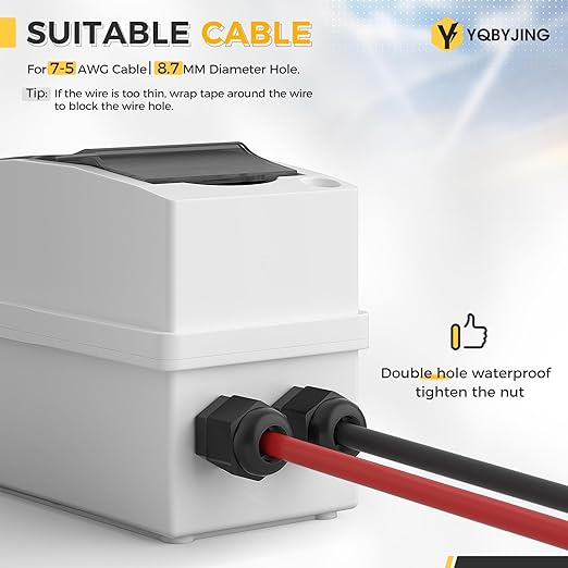 Solar Panel Disconnect Switch 32 Amp 4 Holes DC AC Miniature Circuit Breaker 500V 2 Poles with PV Connector and IP65 Waterproof UV-Proof Box for Outdoor Solar PV Homes Battery