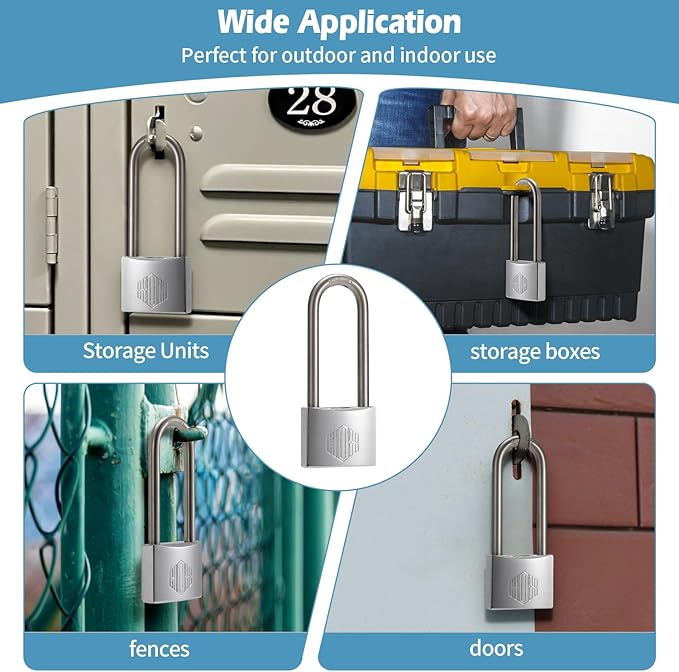 HOX Marine-Grade Rustproof Padlock, Stainless Steel Shackle & Chrome-Plated Brass Body, Weatherproof Outdoor Lock, 2.5-Inch Long Shackle, 12-Pack