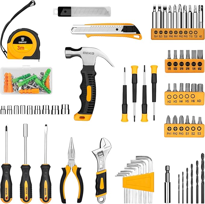 DEKOPRO Tool Set:Tool Kit with 8V Cordless Drill,Tool Box with Drill,Hand Drill Set for Men & Women,Home Tool Kits for House Repair,Handyman,DIY 126 Piece